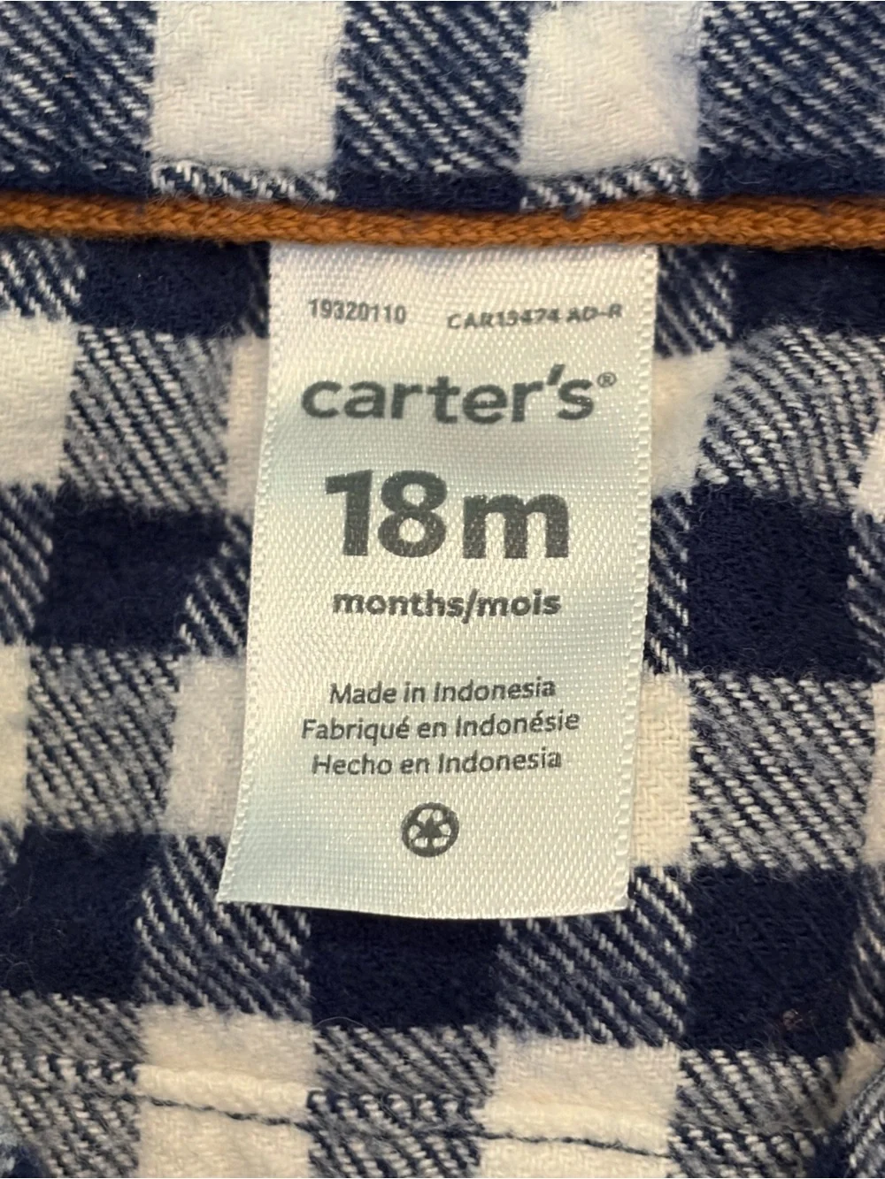 Carter’s Plaid Shirt & Jogger Pants Outfit Size 18 Months